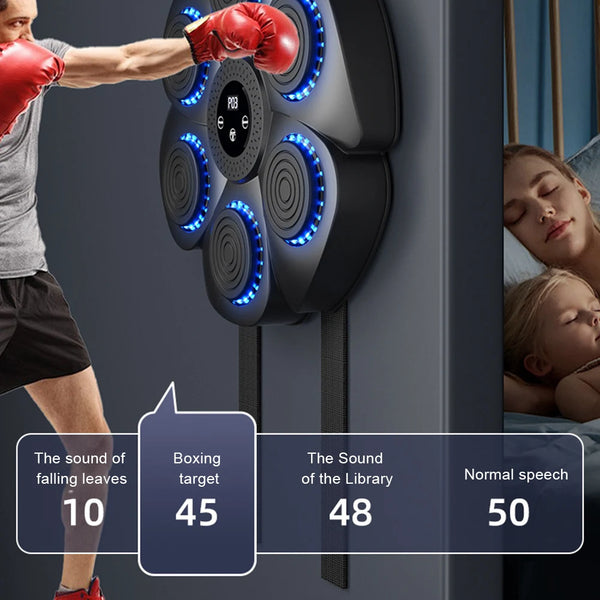 Music Boxing Machine Smart Bluetooth-Compatible Boxing Reaction Wall Target RGB Light Home Exercise Punching Training Equipment