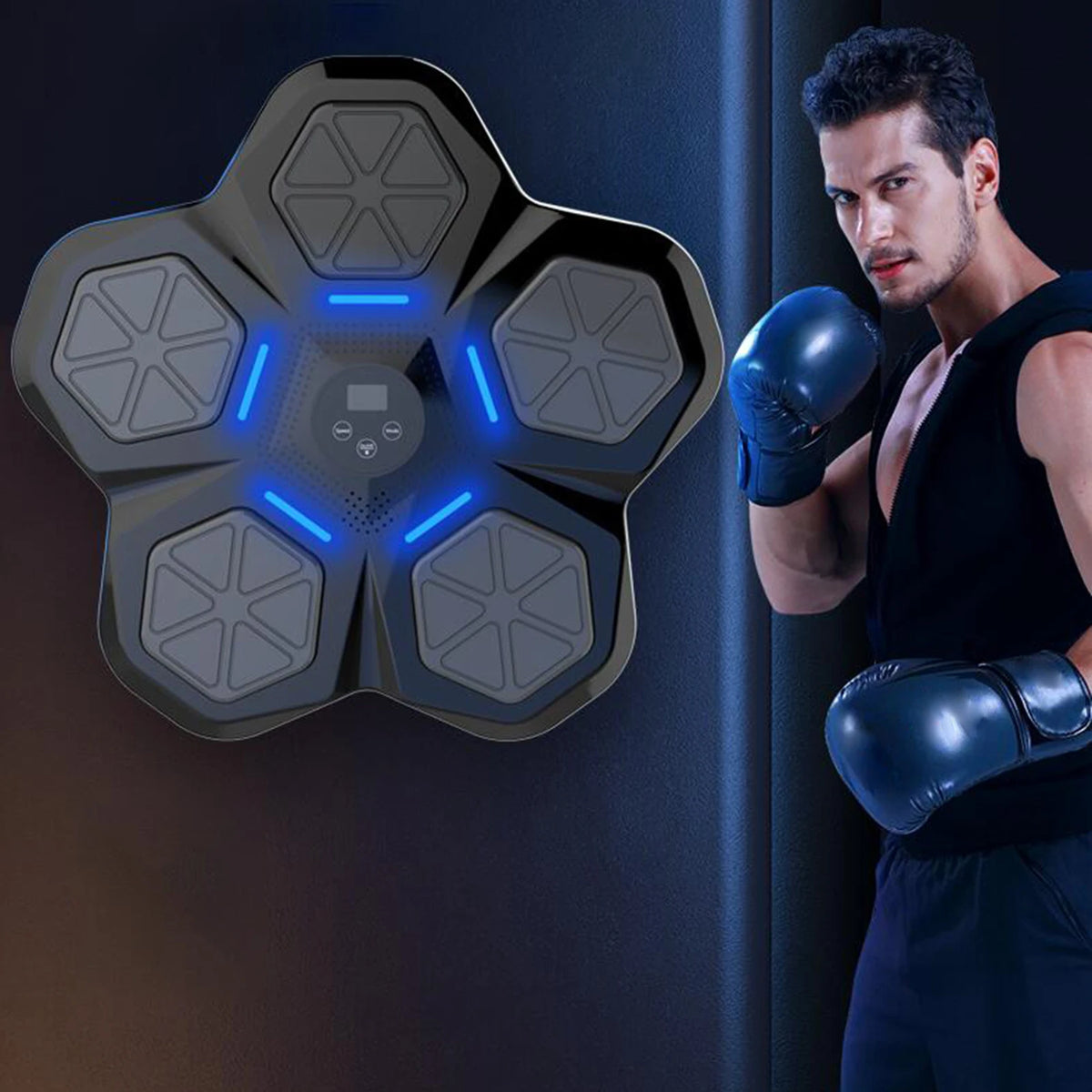 Smart Bluetooth Boxing Trainer with LED Lights, Music Punch Wall Target, Home Gym Equipment