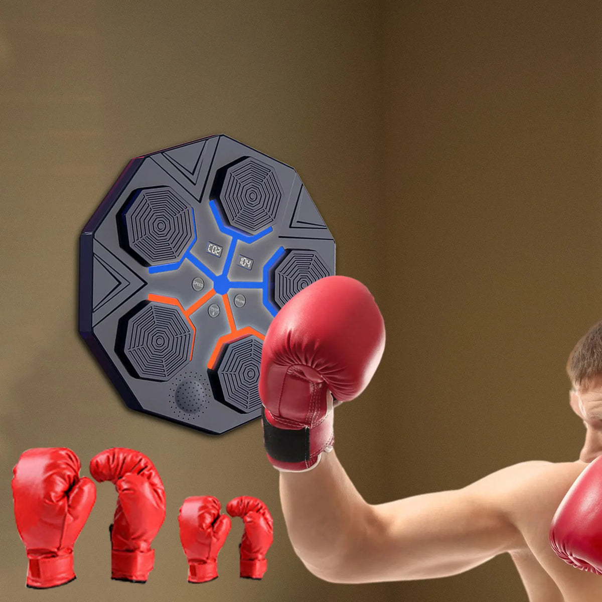 Smart Bluetooth Boxing Trainer with LED Lights, Music Punch Wall Target, Home Gym Equipment