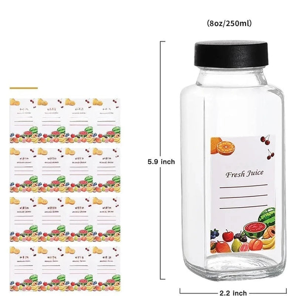 Juice Bottles with Lids & Labels